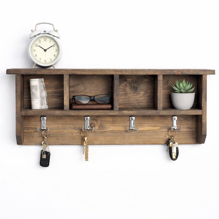 Hanah Home Raf329 Estantería Decorativa de Madera Maciza de 60 cm